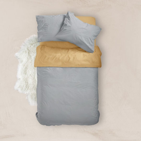 Borea Duvet Cover Cotton Queen 220x240 Solid Line Khaki-Mustard