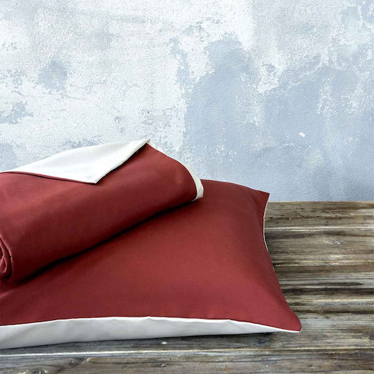 Nima Duvet Cover Set Single with Pillowcase 160x240 Abalone Wine Red - Light Beige