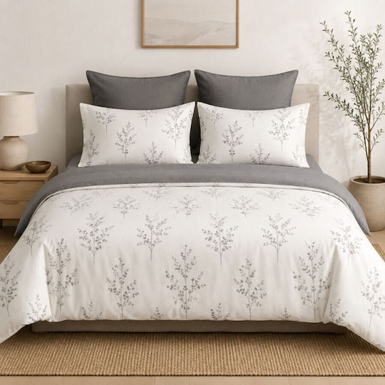Pucioasa Set Huse Pentru Pilote 200x230cm Dublă Cu 4 Fețe De Pernă & 1 Cearșaf Ramuri