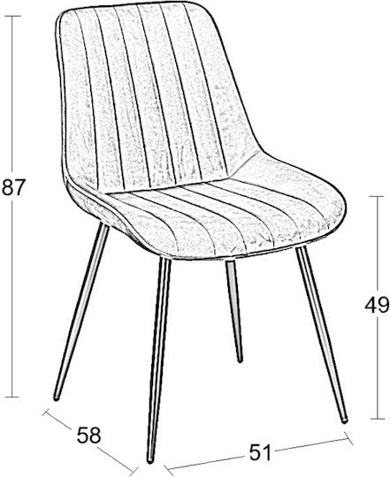 Bony Velvet Dining Chair Beige 51x58x87cm