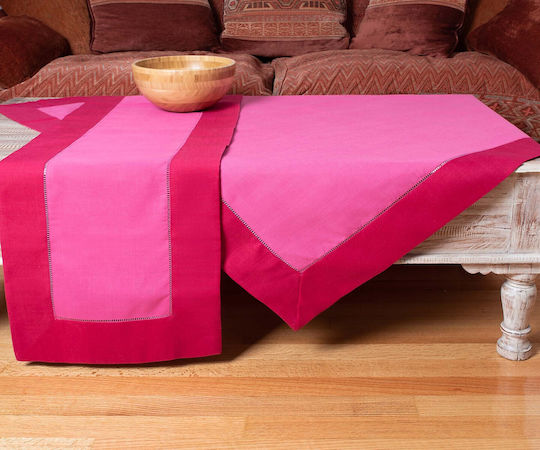 Silk Fashion Кариран Памучна с бродерия Подредба Bg17 Фуксия 90x90бр