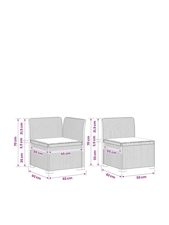 vidaXL Outdoor-Sofa Rattan mit Kissen