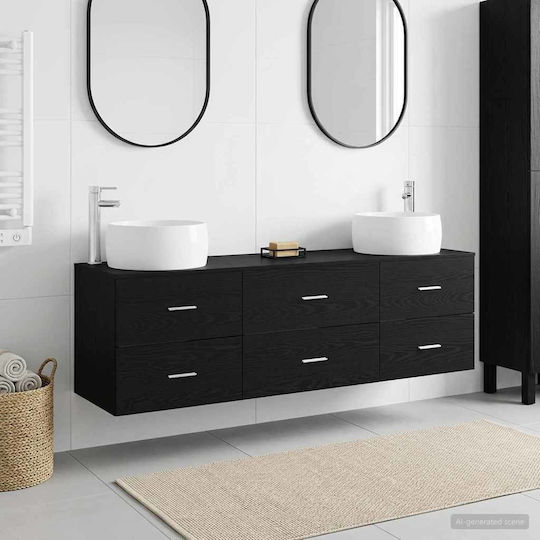 vidaXL Dulap de baie fără lavoar cu oglindă L49.5xA44.5xÎ66cm Negru