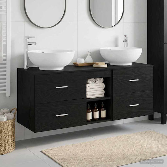 vidaXL Badezimmer Waschtisch-Einheiten Ohne Waschbecken M49.5xB44.5xH65cm Schwarz