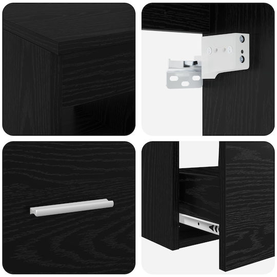 vidaXL Badezimmer Waschtisch-Einheit M49.5xB35xH63cm Schwarze Eiche