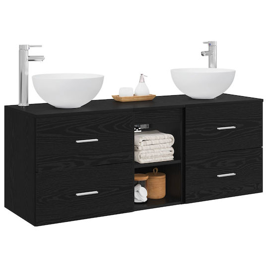 vidaXL Badezimmer Waschtisch-Einheit M49.5xB35xH63cm Schwarze Eiche