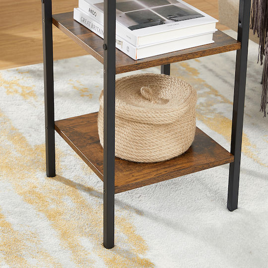 Wooden Bedside Table with Metallic Legs Brown 35x35x70cm