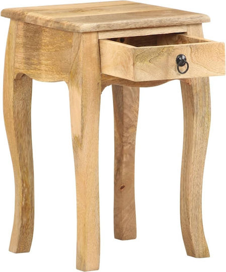 Нощно Шкафче От Масивно Дърво Бежово 28x28x46см
