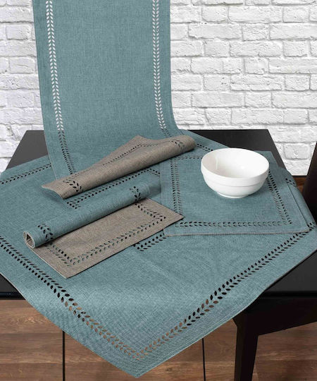 Silk Fashion Runner Stain Resistant Bg18 Petrol/Grey 45x170cm