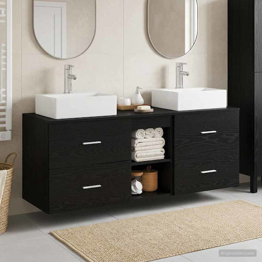 vidaXL Badezimmer Waschtisch-Einheit Ohne Waschbecken M49.5xB41xH62.5cm Schwarz