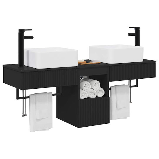 vidaXL Dulap de baie fără lavoar L53xA35xÎ39cm Negru