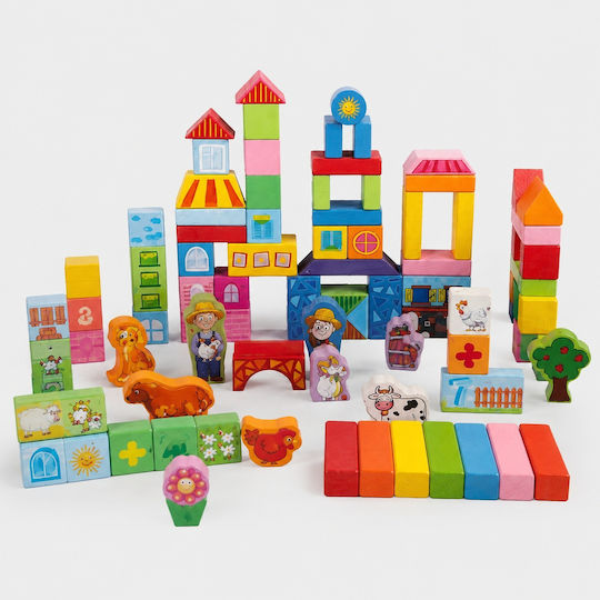 Velve Cuburi de construit educative din lemn pentru 3+ ani 100 buc