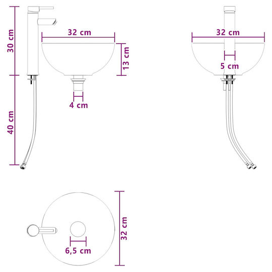 vidaXL Πάγκος χωρίς Νιπτήρα Μ33xΒ34.5xΥ100cm Λευκό