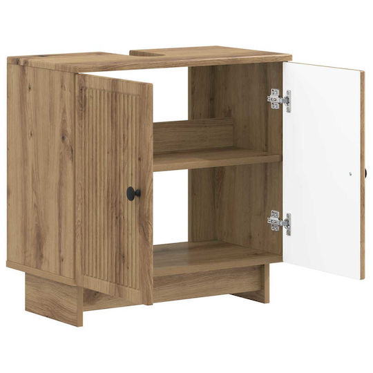 vidaXL Badezimmer Waschtisch-Einheit M59.5xB31.5xH59cm Eiche