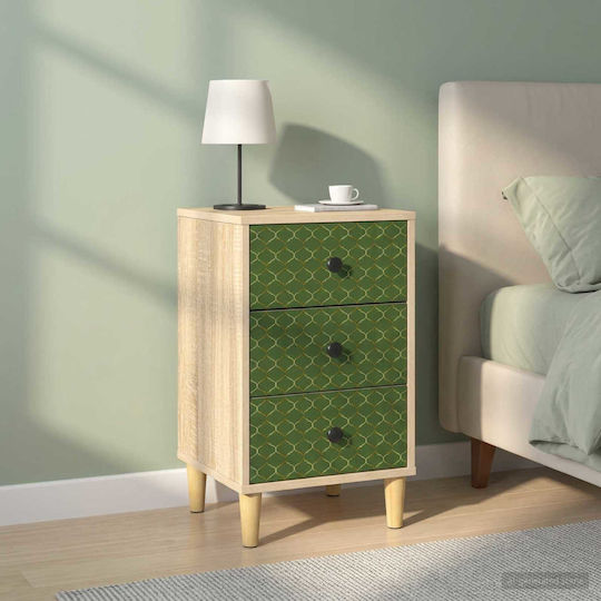 Wooden Beige Bedside Tables 2 Pieces 36x33x60cm