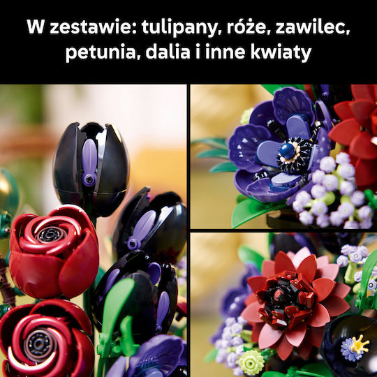 LEGO Botanical Collection Aranjament cu flori închise la culoare pentru 18+ Ani 562 buc