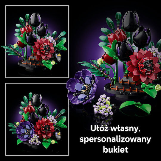 LEGO Botanical Collection Aranjament cu flori închise la culoare pentru 18+ Ani 562 buc