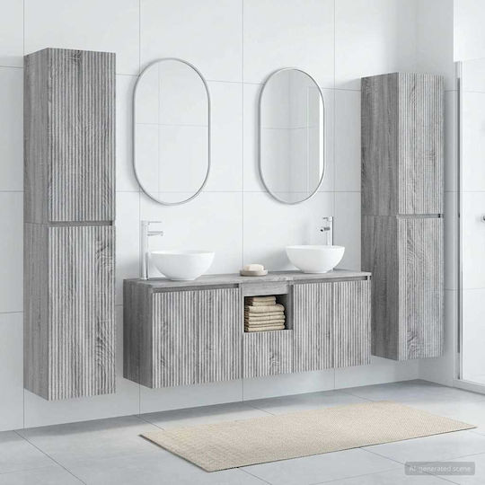 vidaXL Dulap de baie fără lavoar cu oglindă L33xA34.5xÎ160cm Gri Sonoma