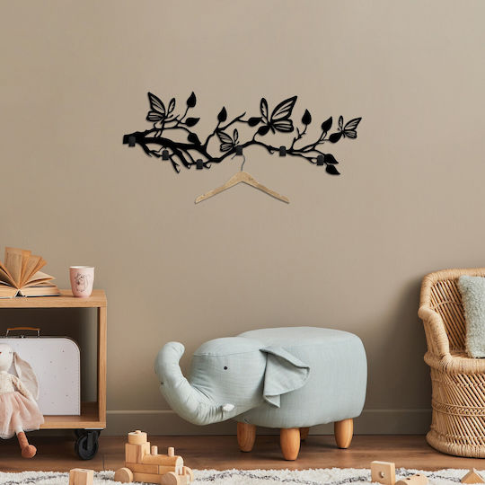 Wall Hanger 6 Positions Butterfly World 891tnl3694 60x2x24cm Black Wallity Metal