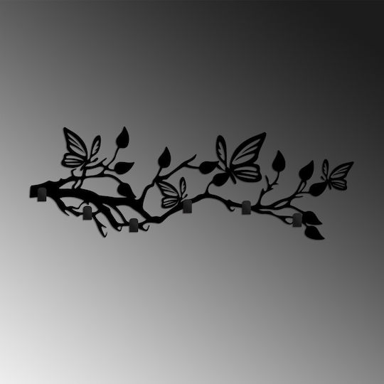 Wall Hanger 6 Positions Butterfly World 891tnl3694 60x2x24cm Black Wallity Metal