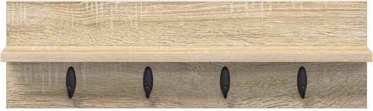 vidaXL Wooden Wall Hanger Brown 60x18x10.5cm 1pc