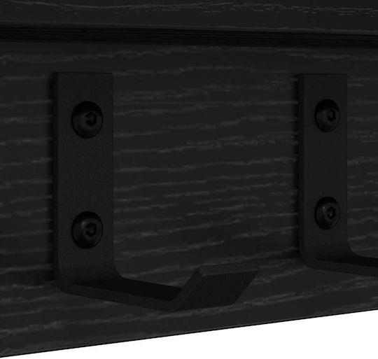 vidaXL Wooden Wall Hanger Black 60x10.5x10.5cm