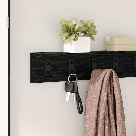 vidaXL Wooden Wall Hanger Black 60x10.5x10.5cm
