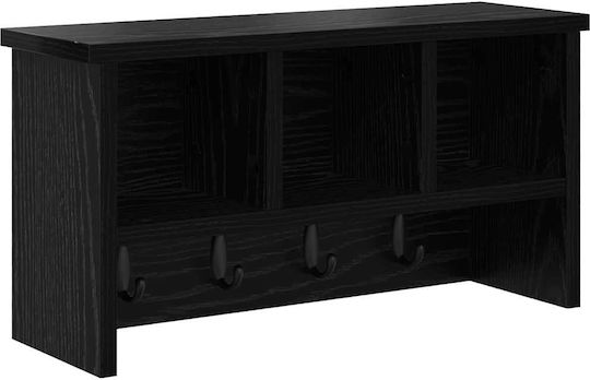 vidaXL Wooden Wall Hanger Black 50x26x16cm
