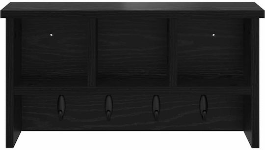 vidaXL Wooden Wall Hanger Black 50x26x16cm