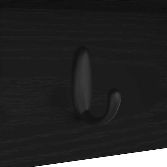 vidaXL Wooden Wall Hanger Black 50x26x16cm