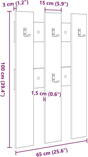 vidaXL Wall Hanger Wooden Gray 65x3cm