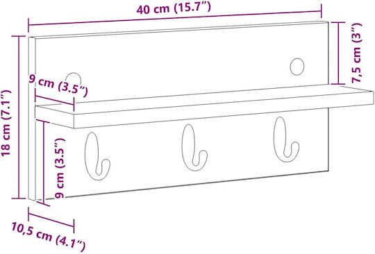 vidaXL Κρεμάστρα Τοίχου Ξύλινη Λευκή 40x18x10.5cm