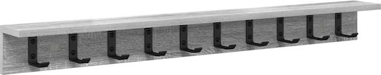 vidaXL Agățătoare De Perete Din Lemn Gri 100x10.5x10.5cm