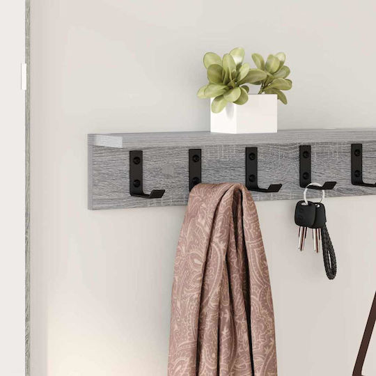 vidaXL Agățătoare De Perete Din Lemn Gri 100x10.5x10.5cm