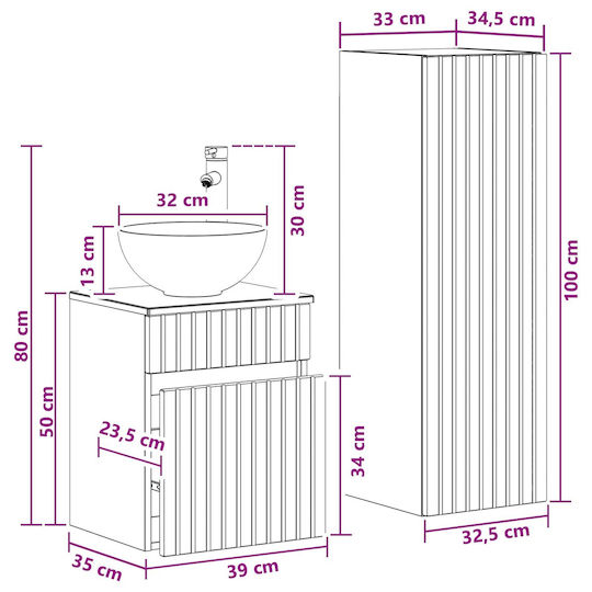 vidaXL Бял Плот без Мивка Ш33xД34.5xВ100cm