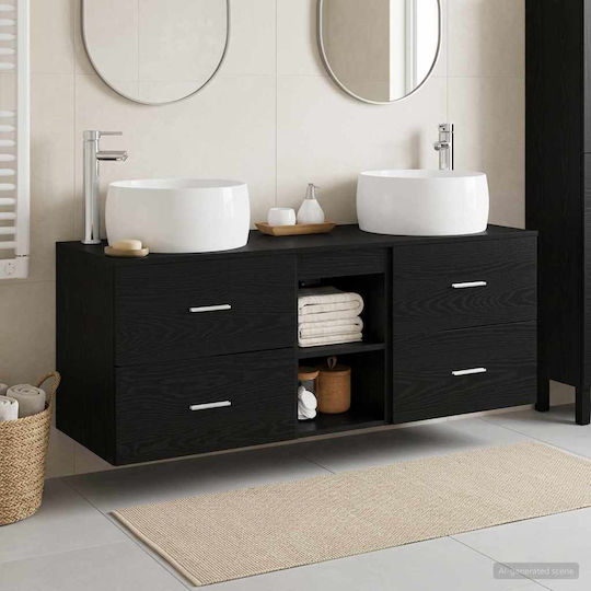 vidaXL Badezimmer Waschtisch-Einheit Ohne Waschbecken M49.5xB44.5xH66cm Schwarz