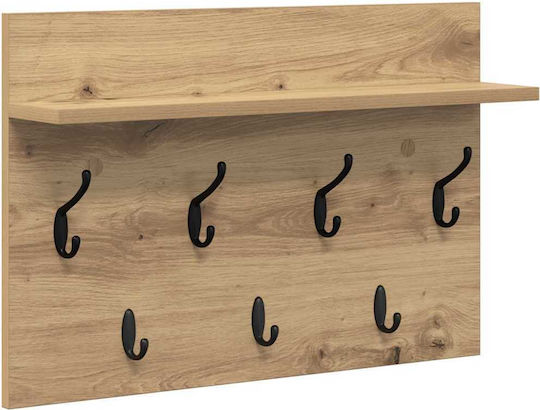 vidaXL Wooden Wall Hanger Beige 60x12x40cm 1pc