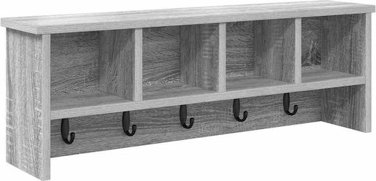vidaXL Agățătoare De Perete Din Lemn Cu 5 Compartimente Gri 75x26x16cm