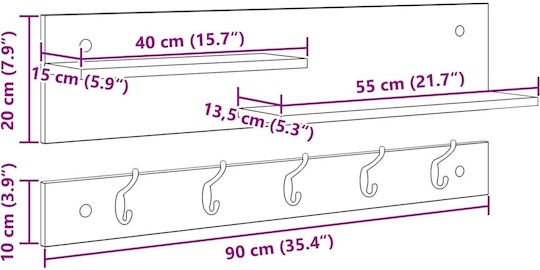 vidaXL Wandhaken 90x36x36cm 1Stück