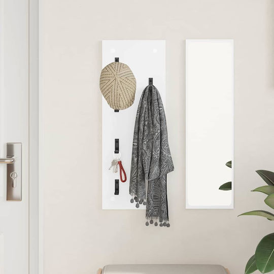 vidaXL Wooden Wall Hanger 5 Hooks White