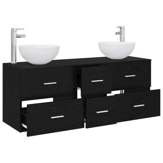 vidaXL Dulap de baie fără lavoar L49.5xA41xÎ64.5cm Stejar Negru