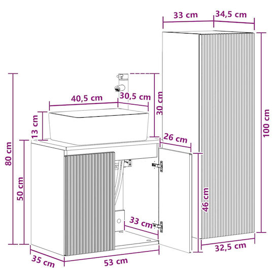 vidaXL Бял Плот Без Мивка М33xД34.5xВ100cm