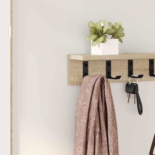 vidaXL Wooden Wall Hanger Brown 80x10.5x10.5cm