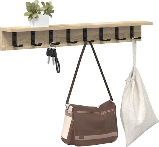 vidaXL Wooden Wall Hanger Brown 80x10.5x10.5cm