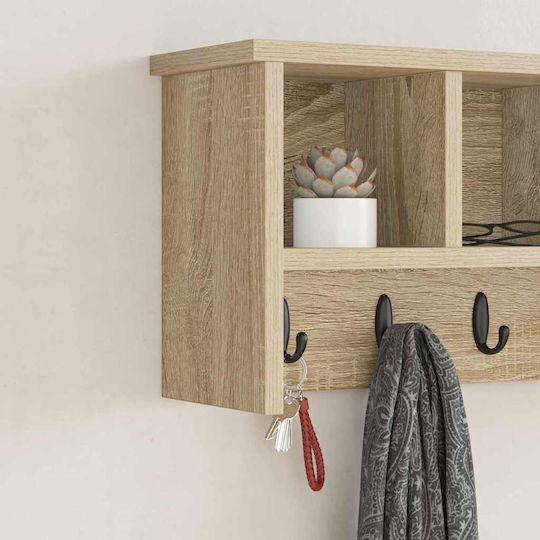 vidaXL Стенна Закачалка Дървена Бежова 50x26x16см