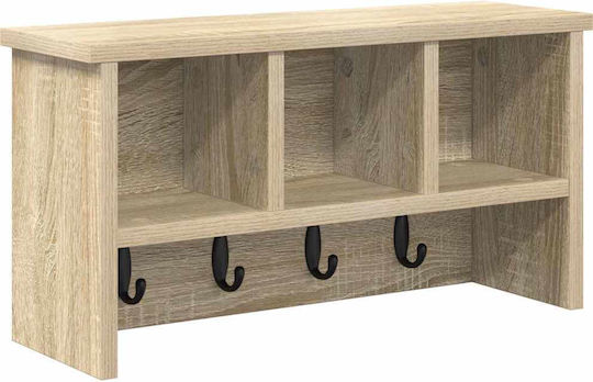 vidaXL Стенна Закачалка Дървена Бежова 50x26x16см