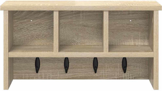vidaXL Стенна Закачалка Дървена Бежова 50x26x16см