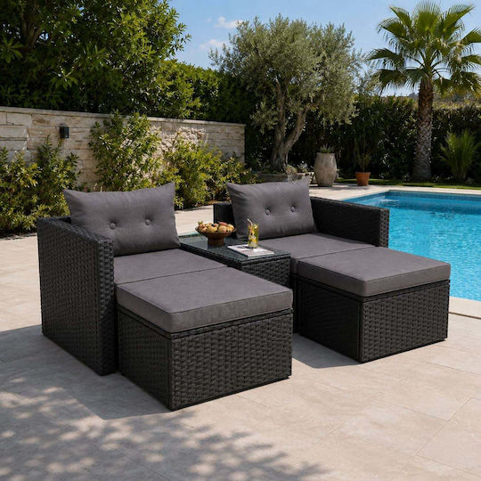 Set Salon Exterior Jakarta 2 Piese Negru cu Perne E6624,1