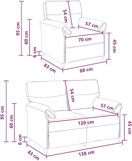 Set Mobilier Living Scaun Cu 2 Locuri și Fotoliu