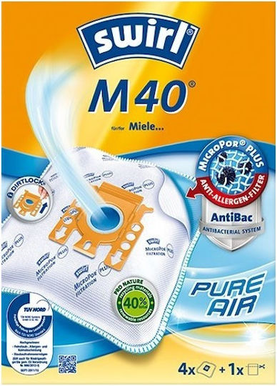 Swirl M40 Σακούλες Σκούπας 4τμχ Συμβατή με Σκούπα Miele